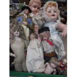 Box of miniature pot faced dolls and others