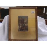 Gilt framed street scene painting with monogrammed signature believed by E. Ryan c.