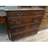 Oak period chest of 2 short and 3 long drawers each with brass drop handles (34" x 19 1/2" x 33"