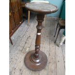 Oak plant pedestal on circular base