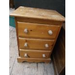 Miniature pine chest of 3 storage drawers