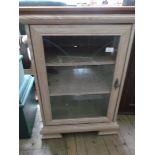 Satinwood cabinet with single glazed cabinet and 2 display shelves behind