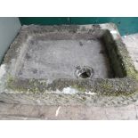 Flat rectangular stone trough (26" x 21 1/2")