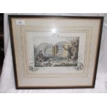 Coloured framed print of a Lincolnshire decoy in hogarth frame