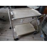 2 tray metal dinner wagon on castors