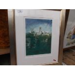 Silver framed limited edition print of the south aspect of Lincoln Cathedral by Barry Gray 'After