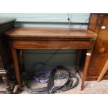 Inlaid mahogany Georgian card table on plain tapering legs,