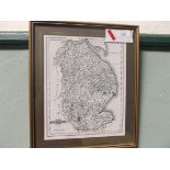 Gilt framed coloured map of the County of Lincolnshire