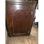 Oak corner cupboard with original 'H' brass hinges,