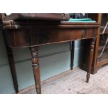 Rectangular topped mahogany fold over tea table with single gate (41" x 38" when fully extended)