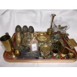 Tray of miniature brass items