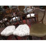 3 delicate inlaid shield backed bedroom chairs,