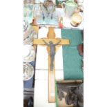 Larger wooden crucifix with metal figure of Christ