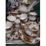 Part set Royal Albert bone china 'Old country Rose' patterned tea and dinner service teapot and 6