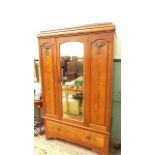 Walnut veneer wardrobe fitted lower storage drawer,