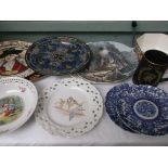 5 decorative celebration meat plates from various popular factories, cries of London fruit bowl,