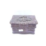 Most unusual carved lidded lined jewellery box fitted 4 pull out drawers