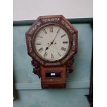 Circular mother of pearl inlaid rosewood wall clock,