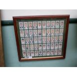 Framed Players cigarette card set of mid 20th century cricketers,