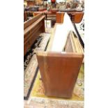 Freestanding pine panel backed church pew (9' long)