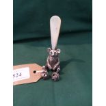 Novelty silver teddy bear rattle believed (Birmingham 1920)