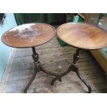 Pair of circular topped side tables,