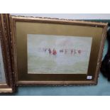 Gilt framed watercolour of sailing ships signed Baragwanath King