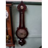 Banjo Victorian mahogany cased barometer,