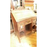 Ladies heavily card fall leaf bureau in the black forest style,