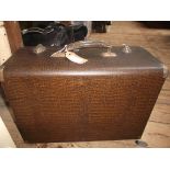 Mid 20th century converted electric sewing machine in brown snakeskin effect carrying case (model