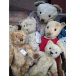 5 vintage teddy bears,