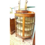 Bow fronted mahogany display cabinet,