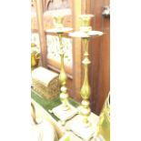 Pair of ornate long stemmed candleholders