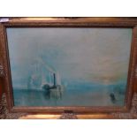 Gilt framed copy marinescape oil on canvas after Turner (Guide Price £20 - £30)