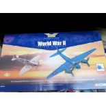 Corgi Aviation Archive WW II boxed mint models of a Mosquito and Spitfire reconnaissance aircraft