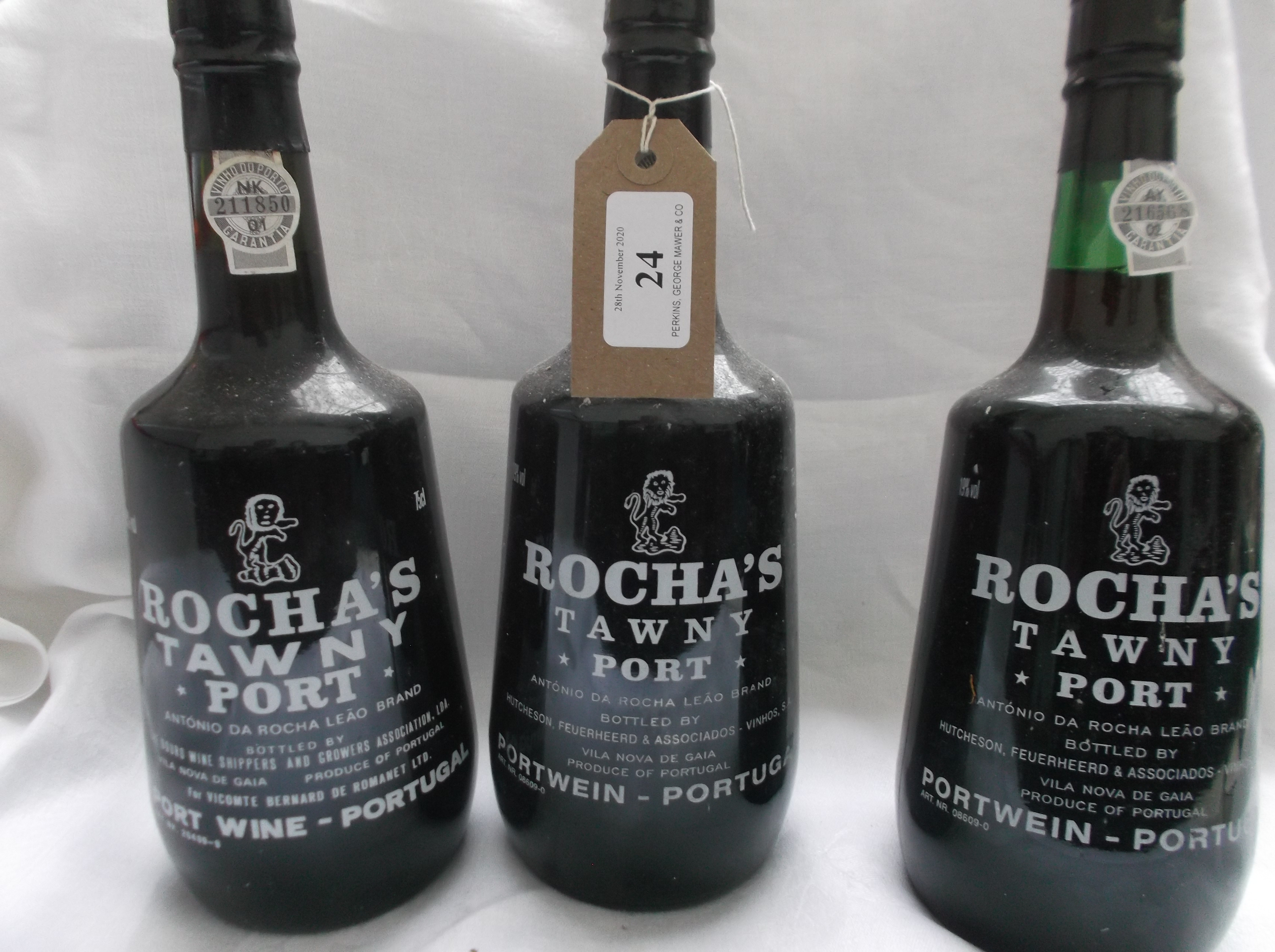 3 bottles of Rocha's tawny port