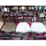 3 Inlaid shield backed bedroom chairs each with padded seat,