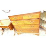 Oak chest of two short and three long graduated drawers fitted brass drop handles all on bracket