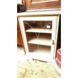Satinwood cabinet with single glazed door to front with display shelves behind