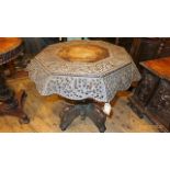 Similar intricate carved octagonal topped table (21" & 28" dia overall ) the shaped carved support