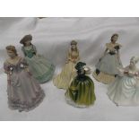 4 Coalport and 2 Royal Doulton figurines of ladies each in their ball gowns