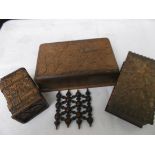 3 small delicately carved storage boxes etc