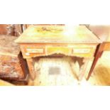 Most ornate rectangular topped heavily carved writing table fitted two small drawers to front,