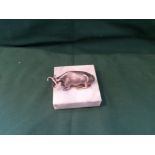 George IV silver cow paperweight on marble plinth
