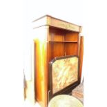 Mahogany Empire style wardrobe with upper shelf and brass decoration to the upper freeze (approx