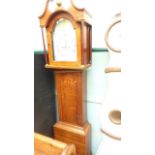 19th Century longcased clock with swan neck pediment the enamel dial inset date marker and