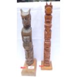 2 mounted American Indian carved statues (Guide Price £20 - £30) .