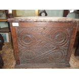 Large carved storage box with 2 inner compartments (20" x 19" x 16 1/2" high))
