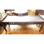 Black painted rectangular bench seat with carved horizontal columns to either end (48" long)