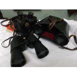 Pair of Astral binoculars in black leather case and 2 others
